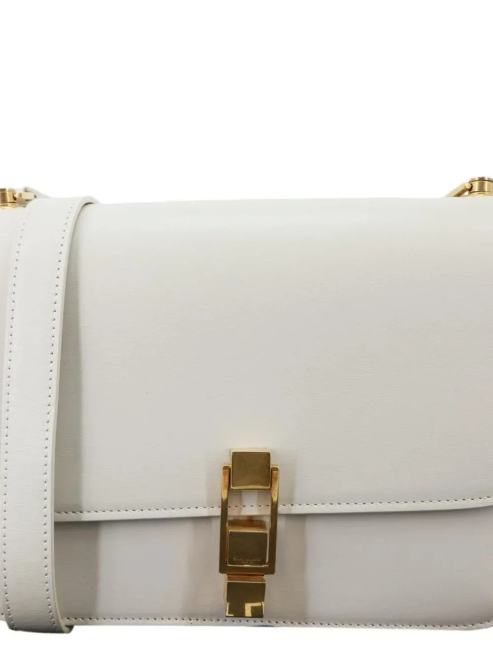 Yves Saint Laurent  Le Carre Calfskin Leather Satchel Bag White